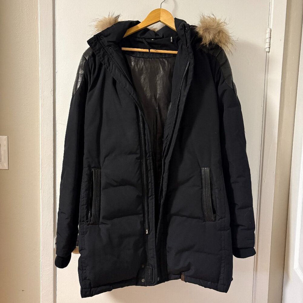 RUDSAK Men's Winter Parka – Black with Fur Trimmed Hood